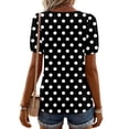 thumbnail image 4 of CIENVNSTG Plaid Tops for Women V Neck Short Sleeve Loose Tops Summer Casual Plaid Printed Tunic Shirts Daily Work Blouses Business Top Black S, 4 of 6