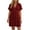 Wine, variant on Horkkom Mini Dresses for Women Short Sleeve Solid Color V Neck Sundresses Summer Vacation Beach Pleated Dresses, S-2XL