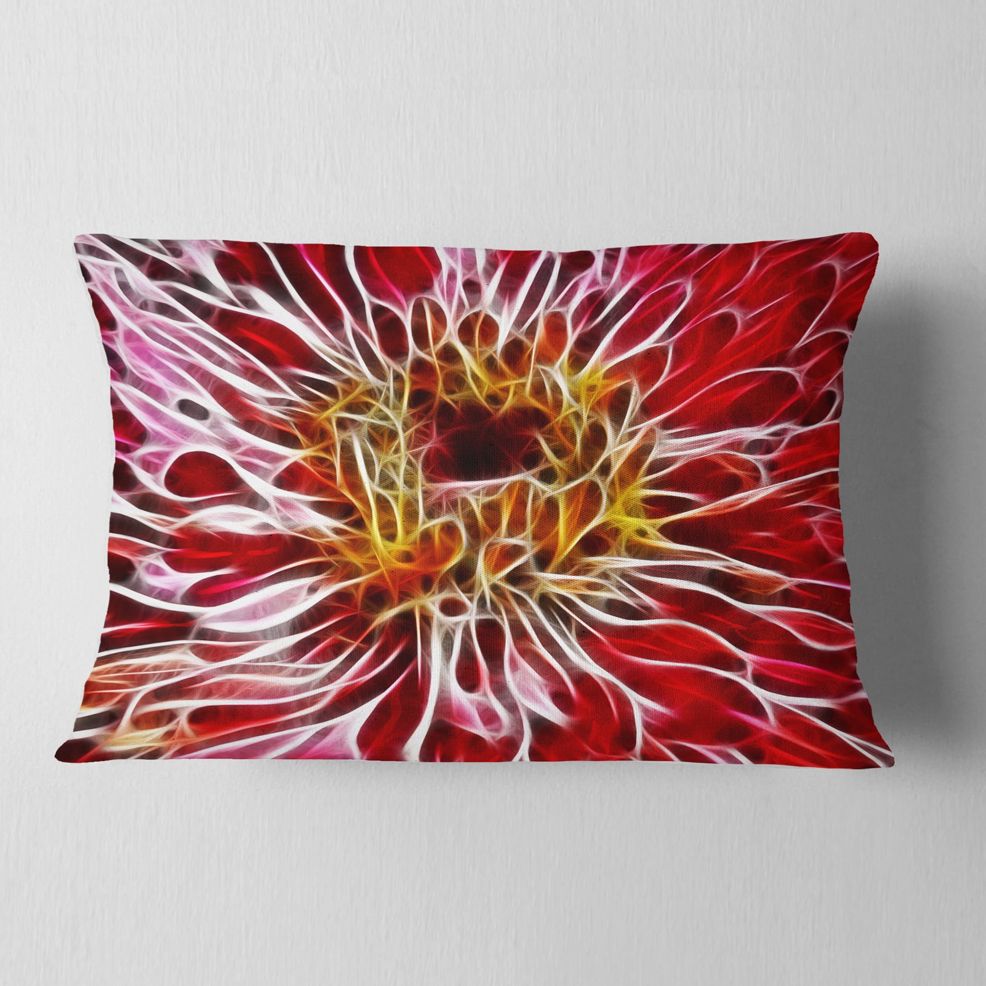 Designart 12" x 20" Red Polyester Throw Pillow