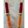 Sri Sainath Enterprises Purple With Orange And Gold Rose With Jasmine Flowers Garland .Length
