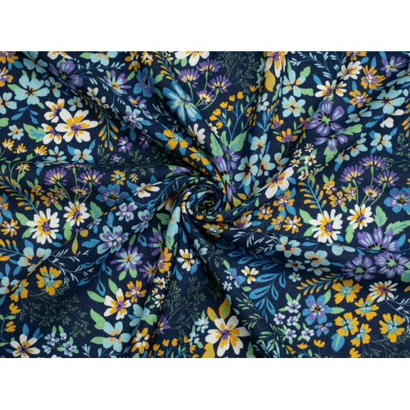 Minerva Exclusive Blossoming Floral Linen Viscose Blend Fabric - per yard
