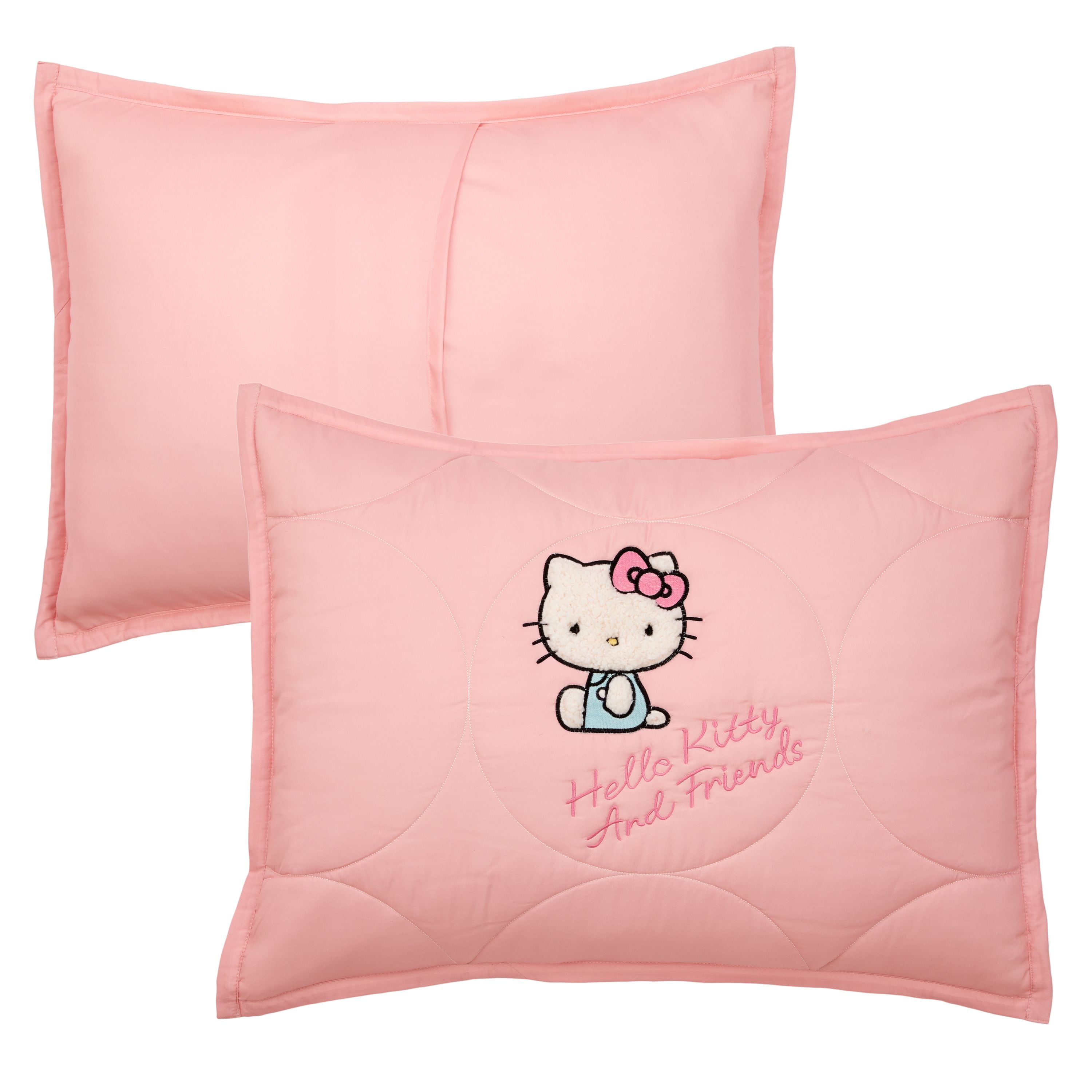Hello Kitty and Friends Pink Plaid Quilt and Sham Set, Queen, Sanrio
