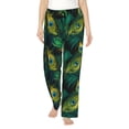 thumbnail image 1 of Fotbe Peacock Feathers2 Pantalones de Pijama para Mujer, Pantalones de Dormir, Pantalones Pj con Cordón y Bolsillos-X-Large, 1 of 6