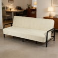 thumbnail image 3 of BSHTI 78" Linen Futon Sofa Bed – Convertible Couch with Adjustable Backrest, Soft Breathable Fabric, Metal Frame, Space-Saving for Apartment Living Room Small Space，Beige, 3 of 10