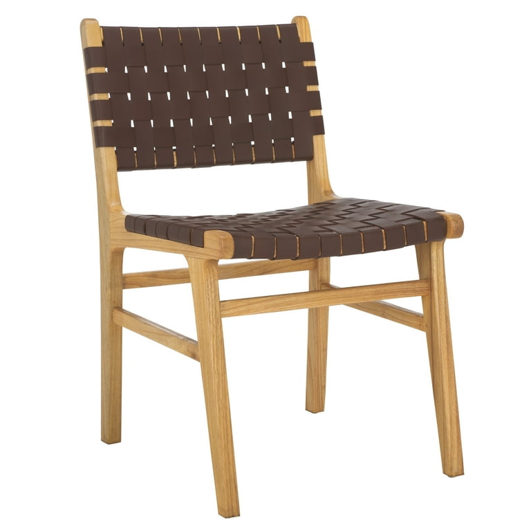 SAFAVIEH Taika Woven Leather Dining Chair, Cognac/Natural, Set of