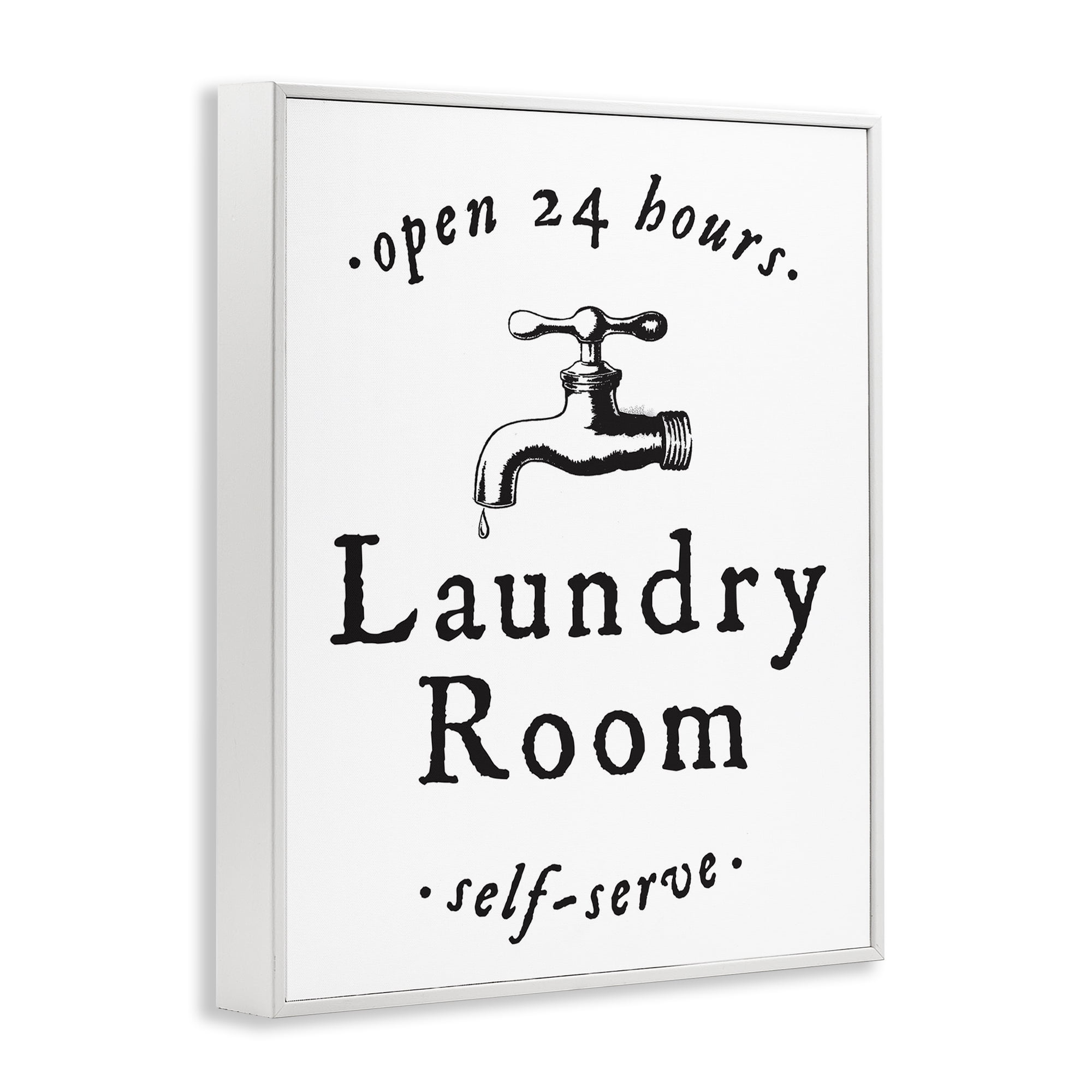 Stupell Industries Self Serve Laundry Typography Painting White Framed Art Print Wall Art, 11 x 14