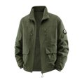 thumbnail image 3 of Ceisia Men's Reversible Fleece Lined Windproof Water Resistant Stand Collar Jacket Full Zip Multi Pocket Outdoor Outerwear Gift, 3 of 5