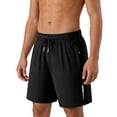 thumbnail image 2 of BVOFAR Big and Tall Shorts for Men Elastic Waist Drawstring Gym Shorts Lightweight Quick Dry Athletic Workout Shorts with Zipper Pockets Black XXXXL, 2 of 9