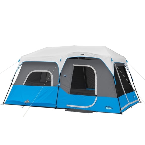 CORE 14' x 9' 9 Person Lighted Instant Cabin Camping Tent, 41lbs