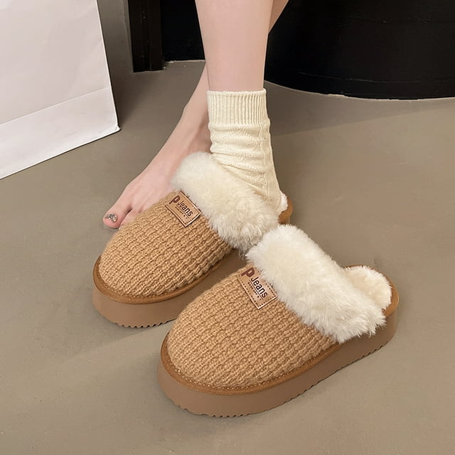 Nouvelles Chaussures à Plateforme pour Femmes Hiver Luxe Peluche Chaussures en Coton pour Filles à Enfiler Designer Décontracté Bottes de Neige Mini pour Femmes