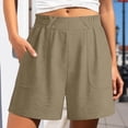 thumbnail image 2 of Guitiannn High Waisted Casual Summer Shorts for Elastic Comfort Loose Fit Solid Color Straight Leg Shorts Women's Shorts Athletic Long Chub Rub Shorts for Women Women Athletic Shorts Twill Shorts, 2 of 6