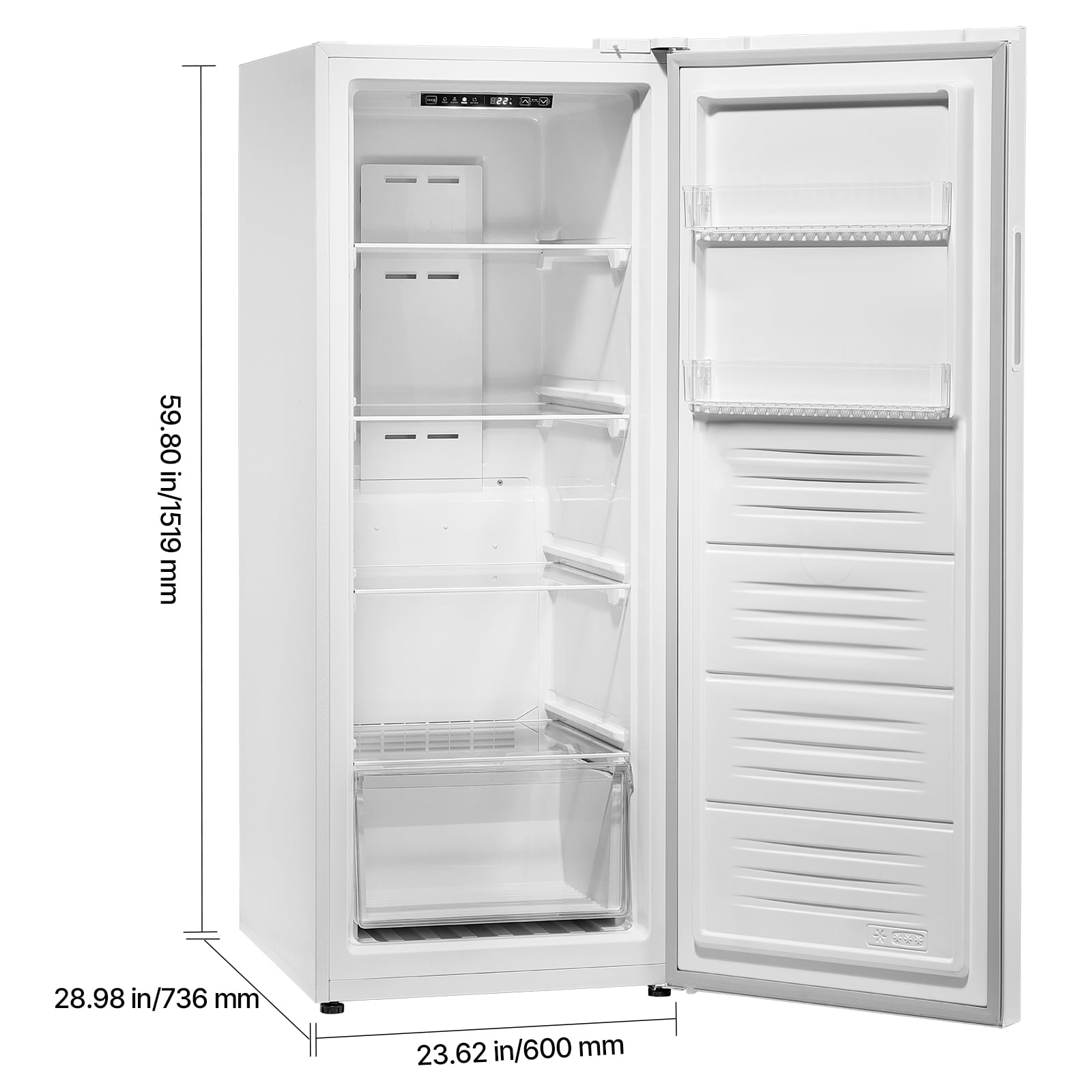 VEVOR Convertible Freezer/Refrigerator, 11 Cu.Ft Frost Free Upright Freezer with Temp Control Panel, Reversible Door, Adjustable Glass Shelves and LED, Standing Fridge for Kitchen, Office, Garage