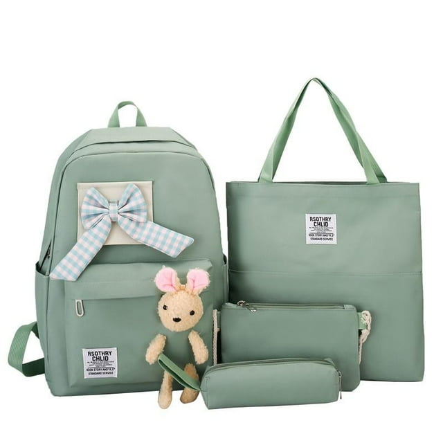 Sac à dos pour Femmes en Nylon 4 en 1 Grande Capacité Sac d'École pour Filles Kawaii Sacs de Voyage de Modelage Sacs à dos de Rangement Multifonctions Sac à dos scolaire