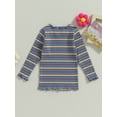 thumbnail image 4 of Bagilaanoe Toddler Baby Girl T-Shirt Casual Stripe Print Long Sleeve Tops 9M 12M 18M 24M 3T 4T Kids Pullovers Fall Clothes, 4 of 8