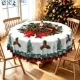 thumbnail image 2 of Duangreer Christmas Round Tablecloth, Flower Garland Xmas Tree Print, Waterproof Wrinkle Resistant, 70''Round, 2 of 6