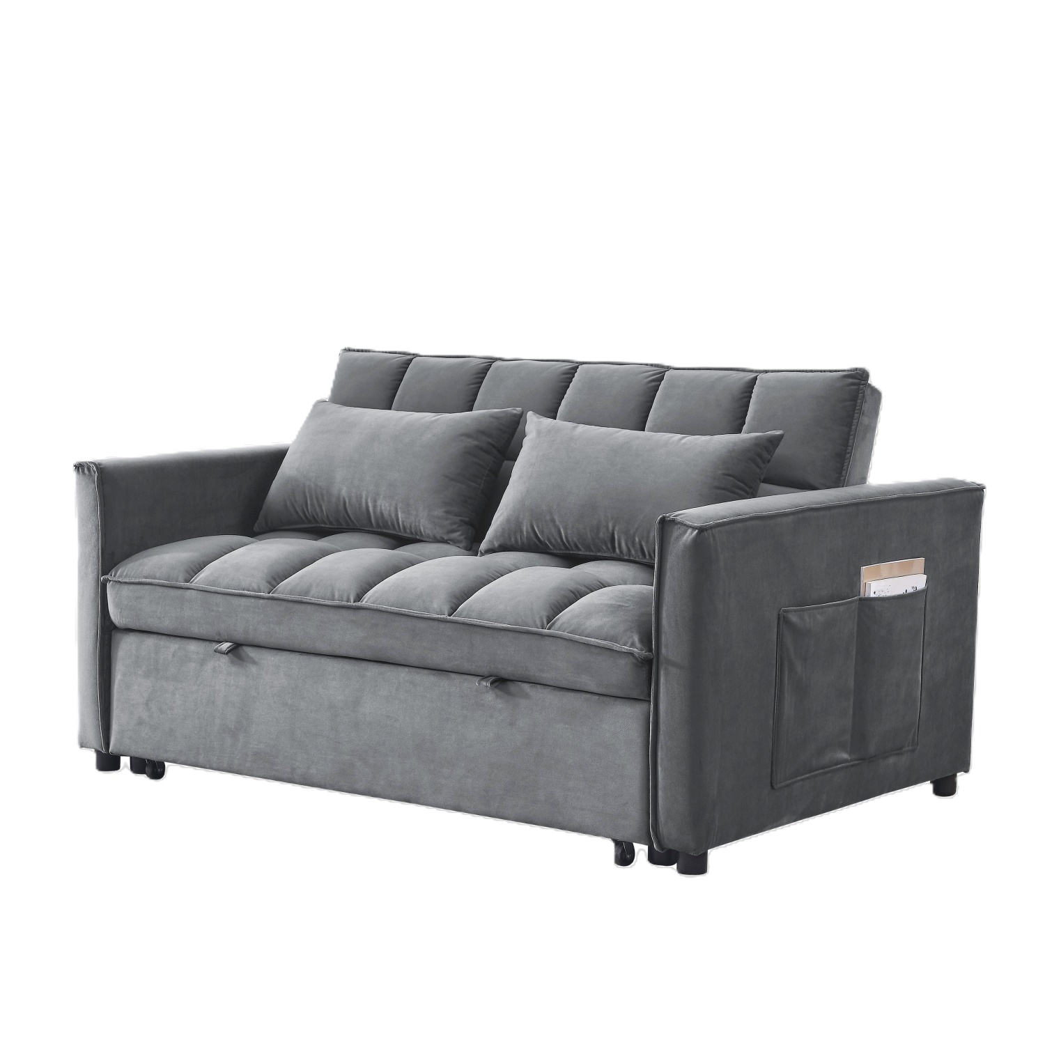 Hommoo 3 in 1 Convertible Pull Out Futon Sofa Bed, Loveseat Sleeper Sofa, Gray