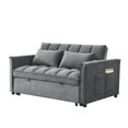 thumbnail image 3 of Hommoo 3 in 1 Convertible Pull Out Futon Sofa Bed, Loveseat Sleeper Sofa, Gray, 3 of 8