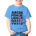thumbnail image 4 of T-shirts Filles Été Imprimé Lettre Col Rond Manches Courtes T-Shirt Décontracté Hauts Filles Bleu Ciel 8-9 Ans, 4 of 4