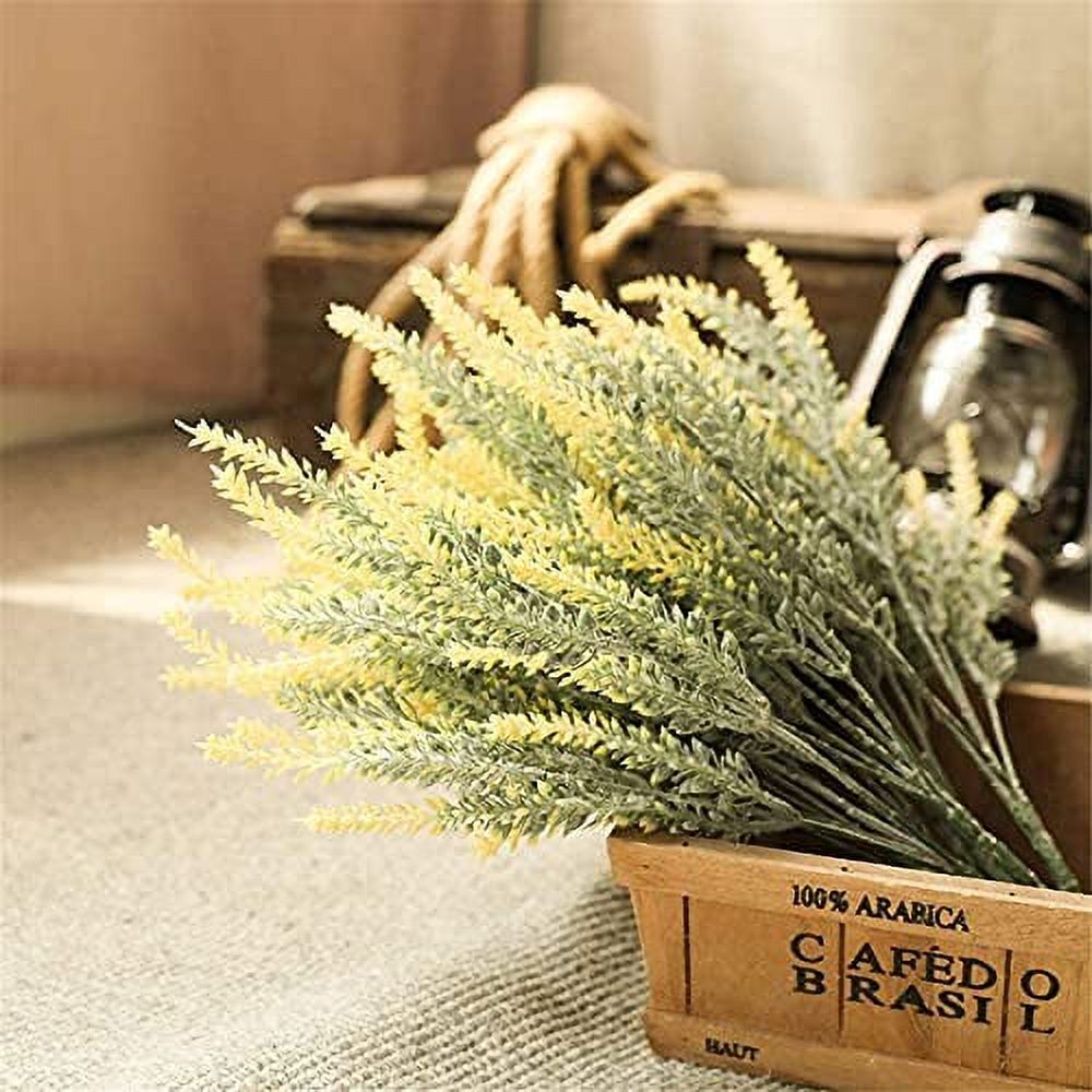 GRNSHTS Artificial Lavender Flowers 8pcs Fake Plants with Faux Plastic Wedding Bouquet for Home Party Wedding Balcony Garden Patio Outdoor Decoration (Yellow,8pcs)