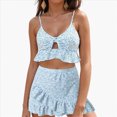 thumbnail image 2 of KPOPLK Women Plus Size Tankini Swimsuits Tummy Control 2 Piece Bathing Suit Ruffled Swimwear with Shorts Size XL,Blue, 2 of 9