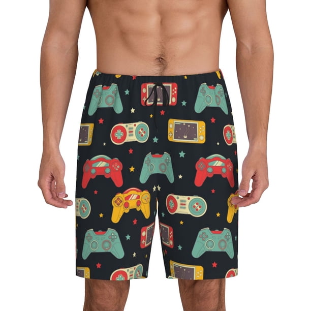 Fotbe Retro Video Game Pantalones Cortos de Pijama para Hombre, Ropa de Dormir, Pantalones de Pijama Cortos para Hombre-Large