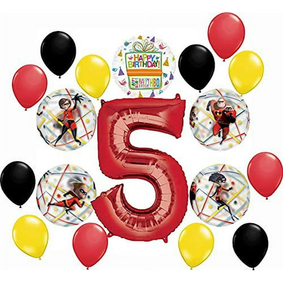 Incredibles 5th Birthday Party Supplies Superhero Orbz Balloon Bouquet Decorations