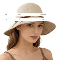 thumbnail image 3 of TRUBKH Wide Brim Hats for Women Outdoor Hat Wide-brimmed Hat Uv Protection Shapeable Brim Straw Hat Travel Straw Cap with Band Summer Beach Hats Ribbon Bow Floppy Sun Hat Beige A, 3 of 5