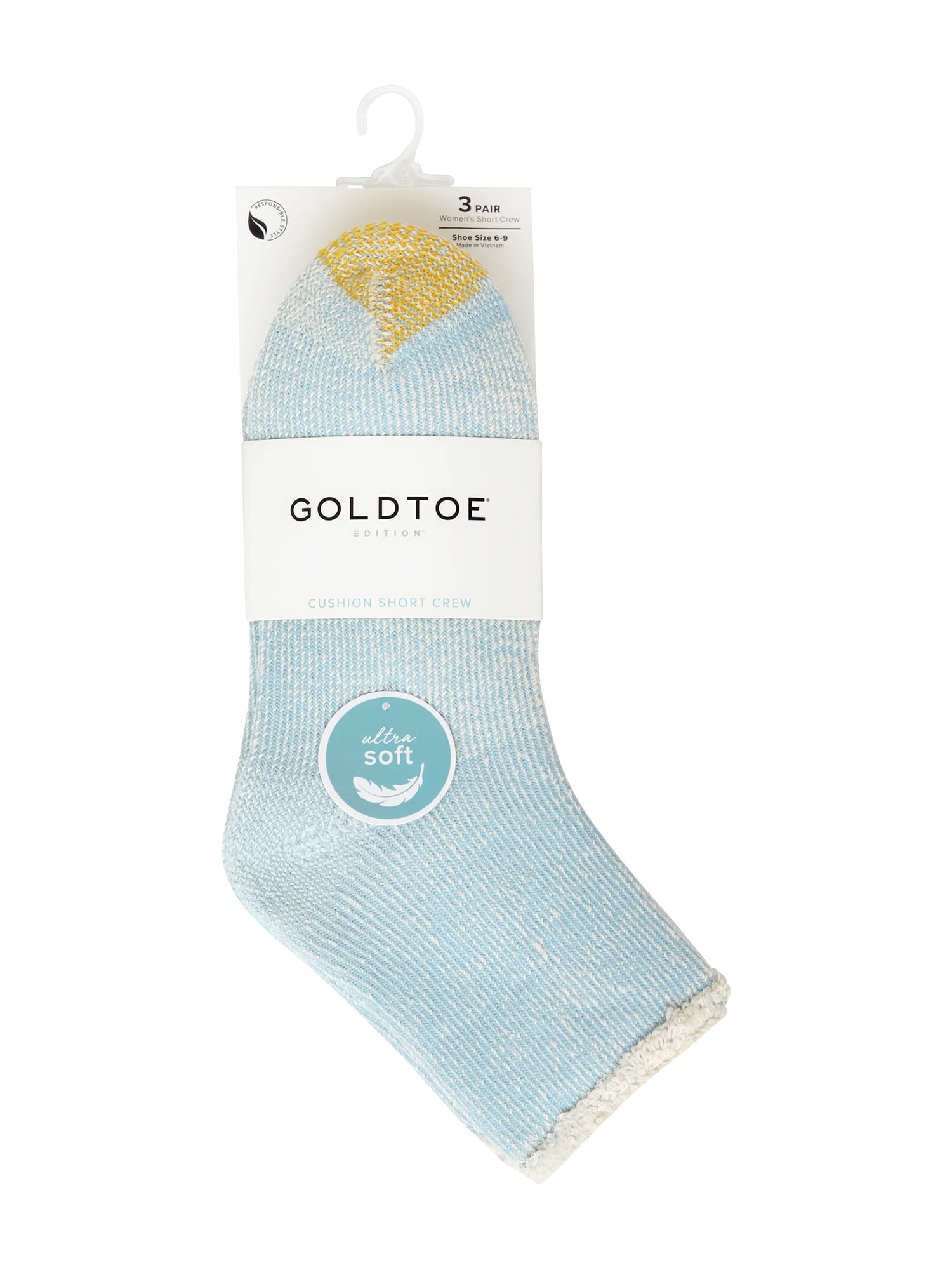 GoldToe Edition Women's Roll Top Terry Quarter Socks Assorted, 3 Pairs, Size 6-9