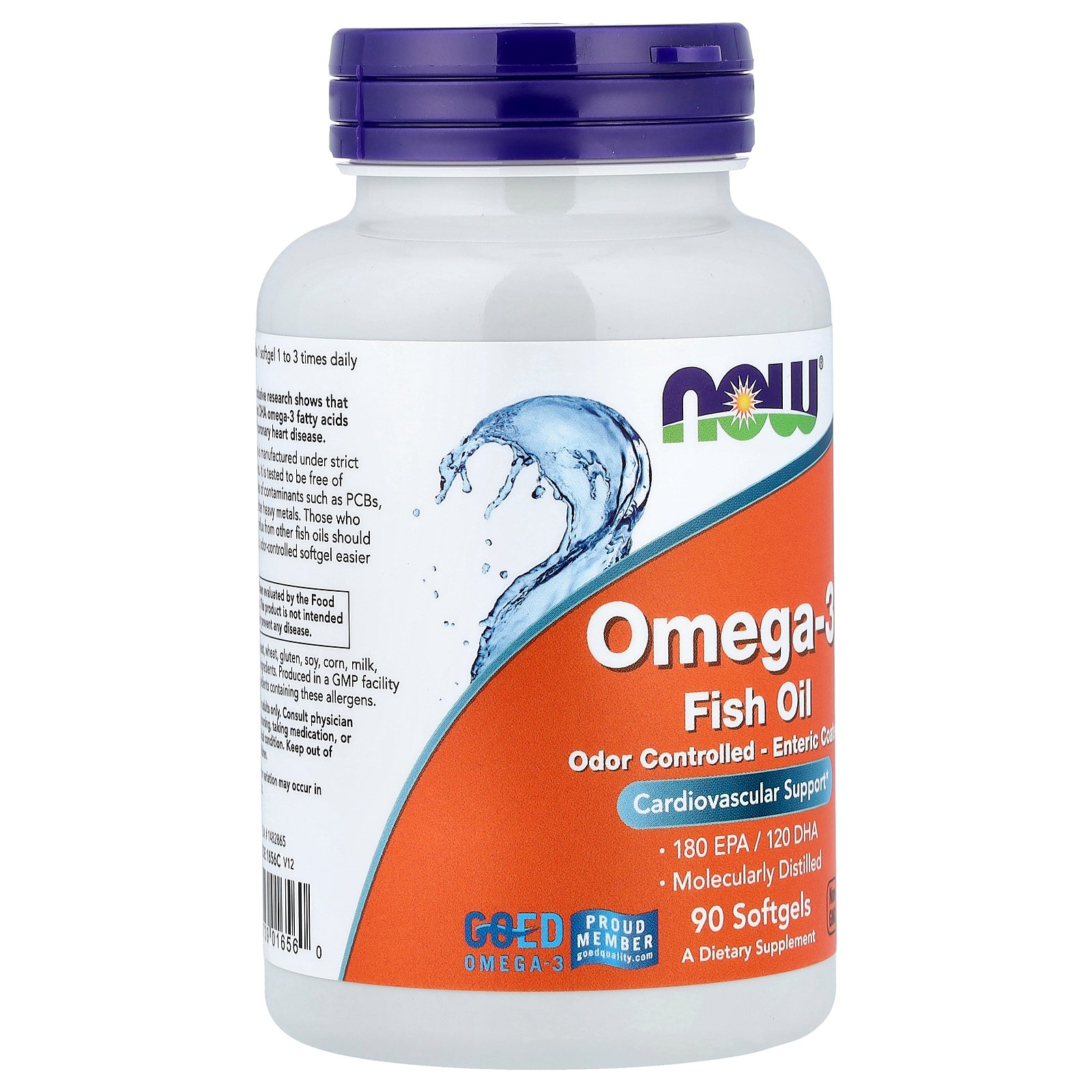 NOW Molecularly Distilled Omega-3 Softgels, 1000 Mg, 90 Ct