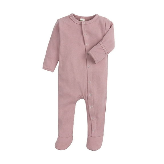 Kovlvoll Infant Baby Girl Boy Pajamas Jumpsuit Crew Neck Long Sleeve Clothes Soft Comfy Loungewear Button up Rompers