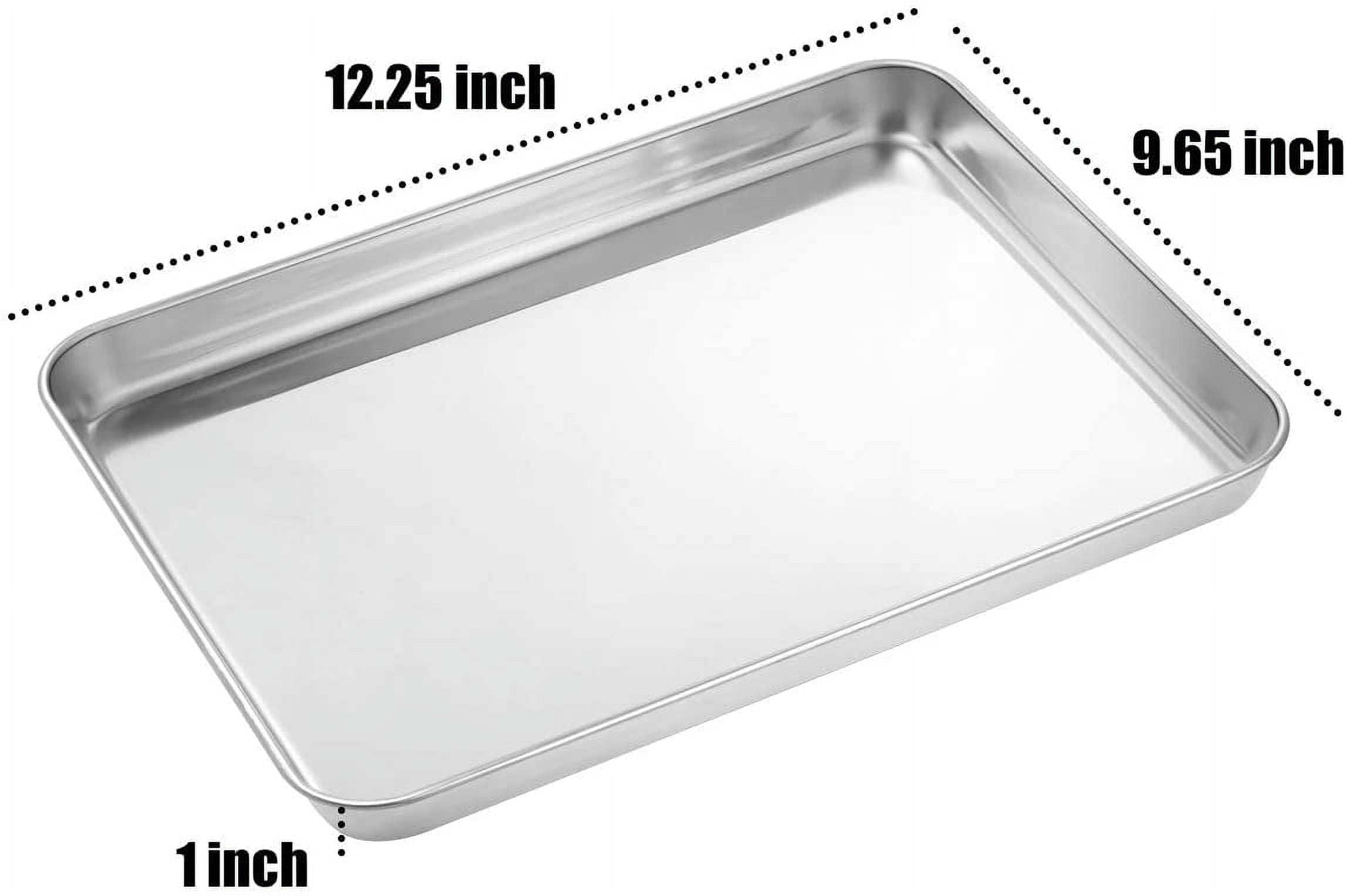 Baking Sheet Set of 2, Stainless Steel Baking Pans for Toaster Oven, Footek Cookie Baking Sheet 12.5L×10W×1H inch, Healthy & Superior Mirror Finish, Dishwasher Safe Baking Sheets
