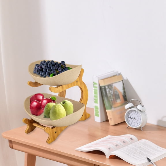 2 Tier Fruit Basket, Fruit Bowl for Kitchen Counter, Fruit Basket for Kitchen, Two Tier Fruit Bowl for Kitchen Counter Two Tier Serving Stand, Decorative 2 Tier Fruit Stand for Vegetables & Snacks
