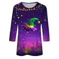 thumbnail image 5 of YUGYXL Women's Trendy Mardi Gras 3/4 Length Sleeve Shirts Novelty Mask Printed Comfy Tshirts Ladies Crew Neck Soft Tunic Tees Carnival Party Blouse Sales, 5 of 5