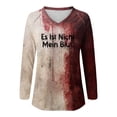 thumbnail image 3 of MHFRRA Camiseta de Manga Larga con Estampado de Manchas de Sangre para Mujer, Estilo Informal, para Fiesta de Halloween, con Cuello Alto, para Primavera, Verano y Otoño. Púrpura Claro, 3 of 3