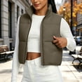 thumbnail image 4 of Lmnyox Women's Crop Puffer Vests Zip Up Stand Collar Quilted Sleeveless Coats Trendy Plain Warm Vests, 4 of 7