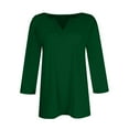 thumbnail image 5 of UoCefik 3/4 Sleeve Tops for Women Size Large Casual Loose Fit Elbow V Neck T Shirts Fashion Summer Solid Three Quarter Length Sleeve Tees Spring Plus Size Blouse Dressy Tunic Top Dark Green XL, 5 of 5