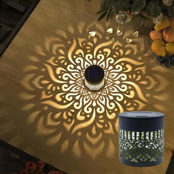 Solar Mandala Lights Outdoor – Decorative Metal Wall Lights for Deck, Step & Fence, Solar Powered with Waterproof Design, Mandala Theme Ambiance Lighting(1PC)