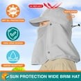 thumbnail image 3 of SUN CUBE Fishing Sun Hat with Neck Flap for Men Women UPF 50+ UV Protection Head Cover, Outdoor Bush Bucket Cap with Face Covering for Hiking Running Mowing Farming, Light Grey, 3 of 9