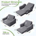 thumbnail image 4 of Babyeap 3-in-1 Kids Sofa,Toddler Sofa Bed Fold Out,Comfy Kids Couch,Convertible Baby Chair for Girls and Boys,Deep Gray, 4 of 11