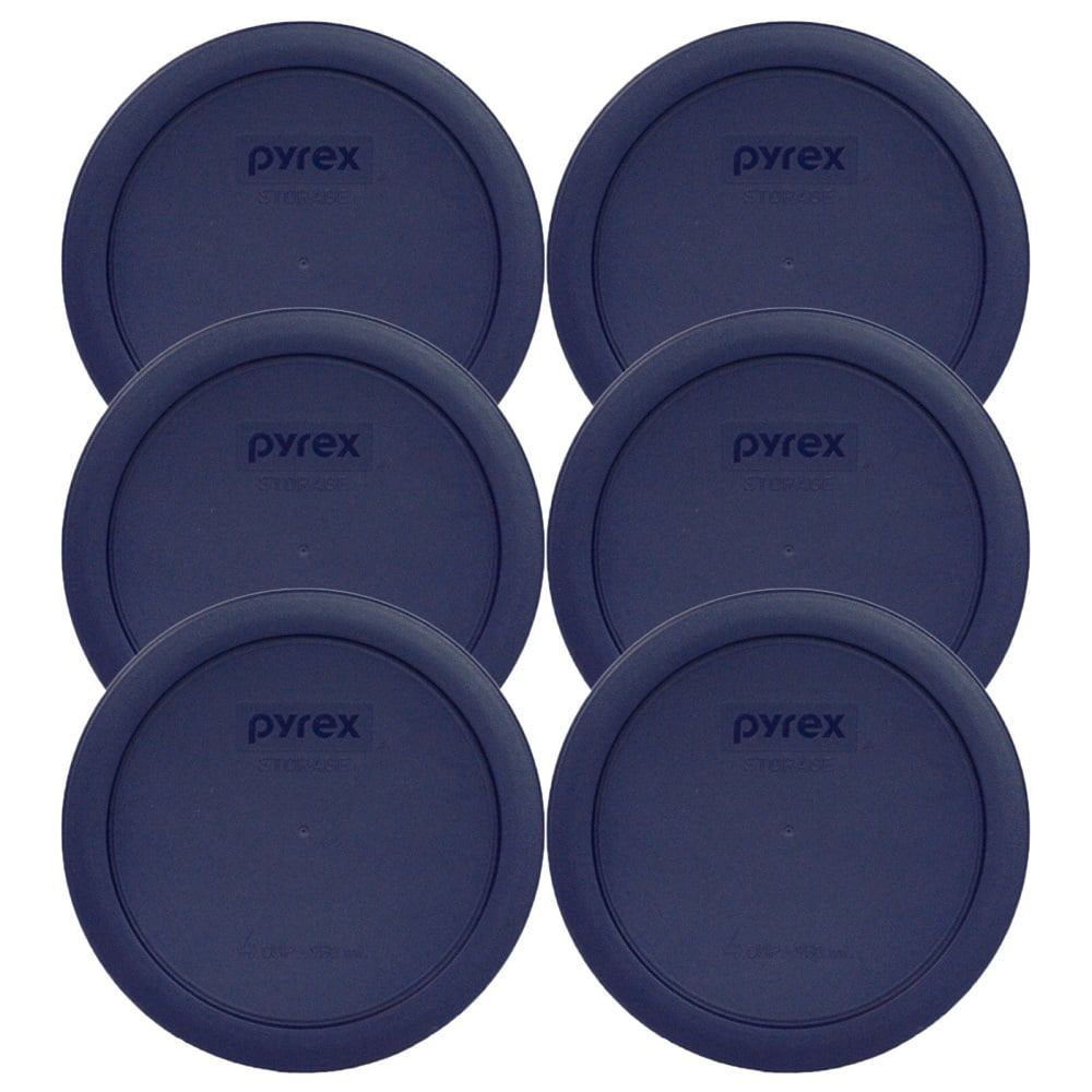 Pyrex 7201-PC Round 4 Cup Storage Lid Cover Blue 4 Pack New for Glass Bowl 