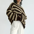 thumbnail image 2 of Women's Oversized Striped Knit Sweater Soft Chunky Pullover with Long Sleeves, Casual Loose Fit, 2 of 5