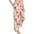 thumbnail image 3 of PISONIC Strawberry With Flowers Printed Women's Pajama Pants, Comfy Pajama Bottoms With Pockets&Drawstring, 3 of 7