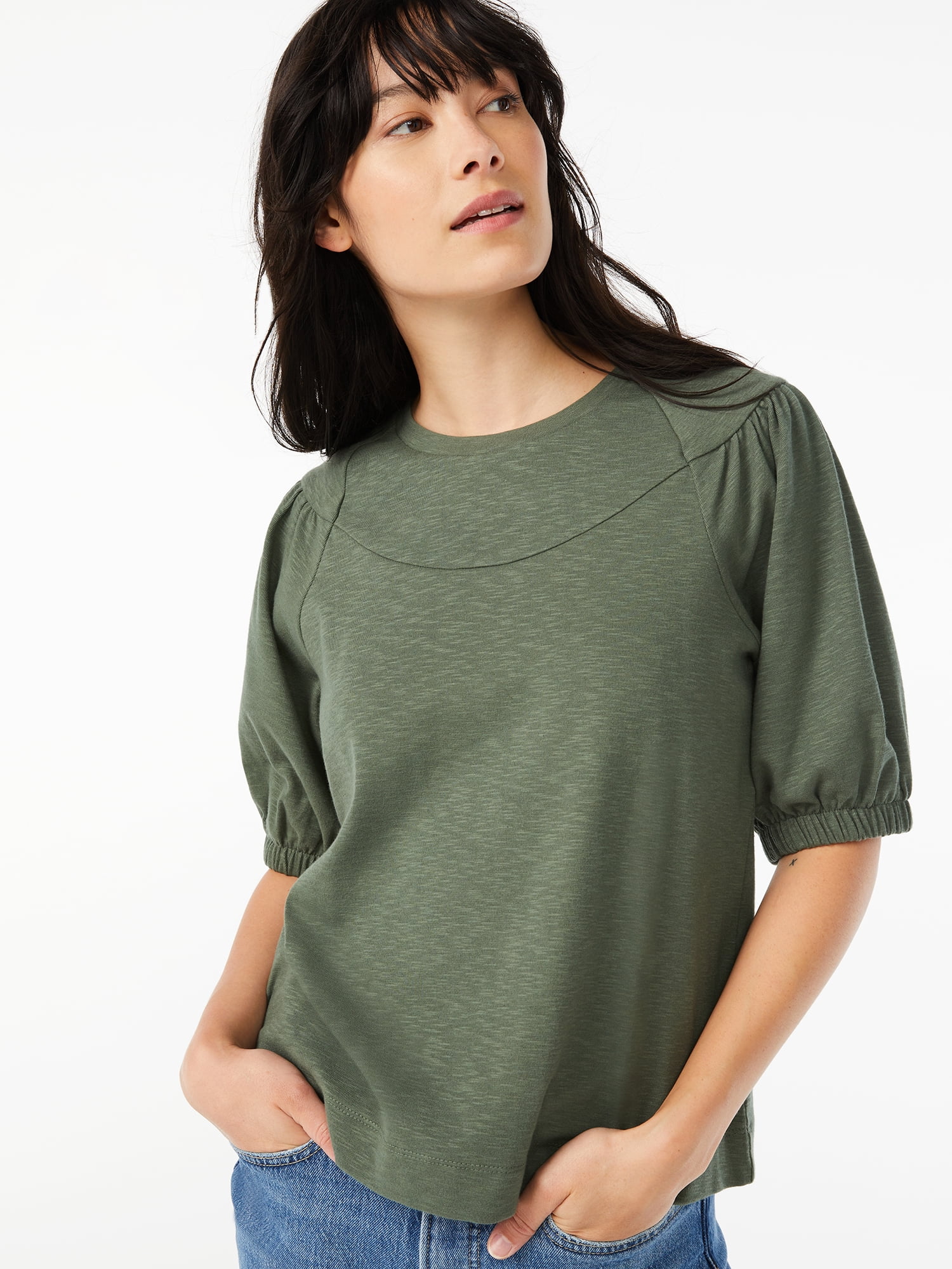 Buy Free Assembly Womens Puff Sleeve T-Shirt at Ubuy New Zealand