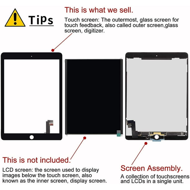 USA for iPad Air 2 A1566 A1567 Touch Screen Digitizer Glass + LCD Screen  Display