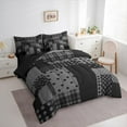 thumbnail image 3 of Manfei Geometric Circle Dot 7 Pieces Bedding Comforter Set,Cute Polka Dot Full Bedding Set,Gray Black Plaid Fitted Sheet Flat Sheet For Girls,Ultra Soft Home Decor Reversible, 3 of 8
