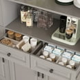 thumbnail image 3 of MEISSALIVVE 78.7" Kitchen Pantry Cabinet with Glass Doors & LED Lights, Freestanding Storage Hutch with Shelves, Gray Pantry Cupboard, 62.99" W x 15.7" D, 3 of 7