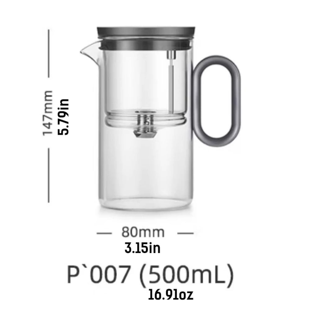 Heat-Resistant Glass Teapot, Magnetic Switch, Gunmetal 500ml