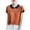 Orange-17, variant on SPZTSX Knitted Polo Shirts for Women Color Block Short Sleeve Collared Slim Fit Casual Tops for Summer