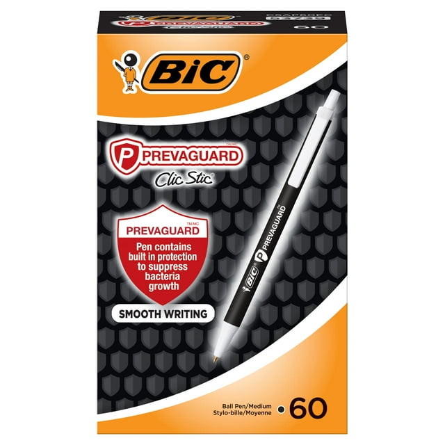 Bolígrafo BIC PrevaGuard Clic Stic, negro, 1 mm, 60 unidades