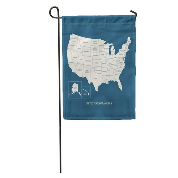 NUDECOR Blue American USA Map Name of Countries United States America Us Flat Simple West Garden Flag Decorative Flag House Banner 28x40 inch